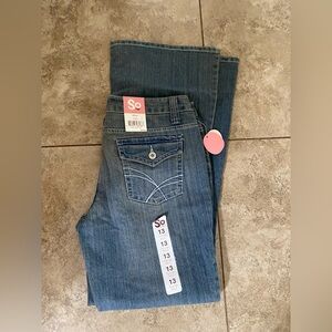 NWT SO Jeans Juniors 13 Flare Leg Stretch Blue Denim New